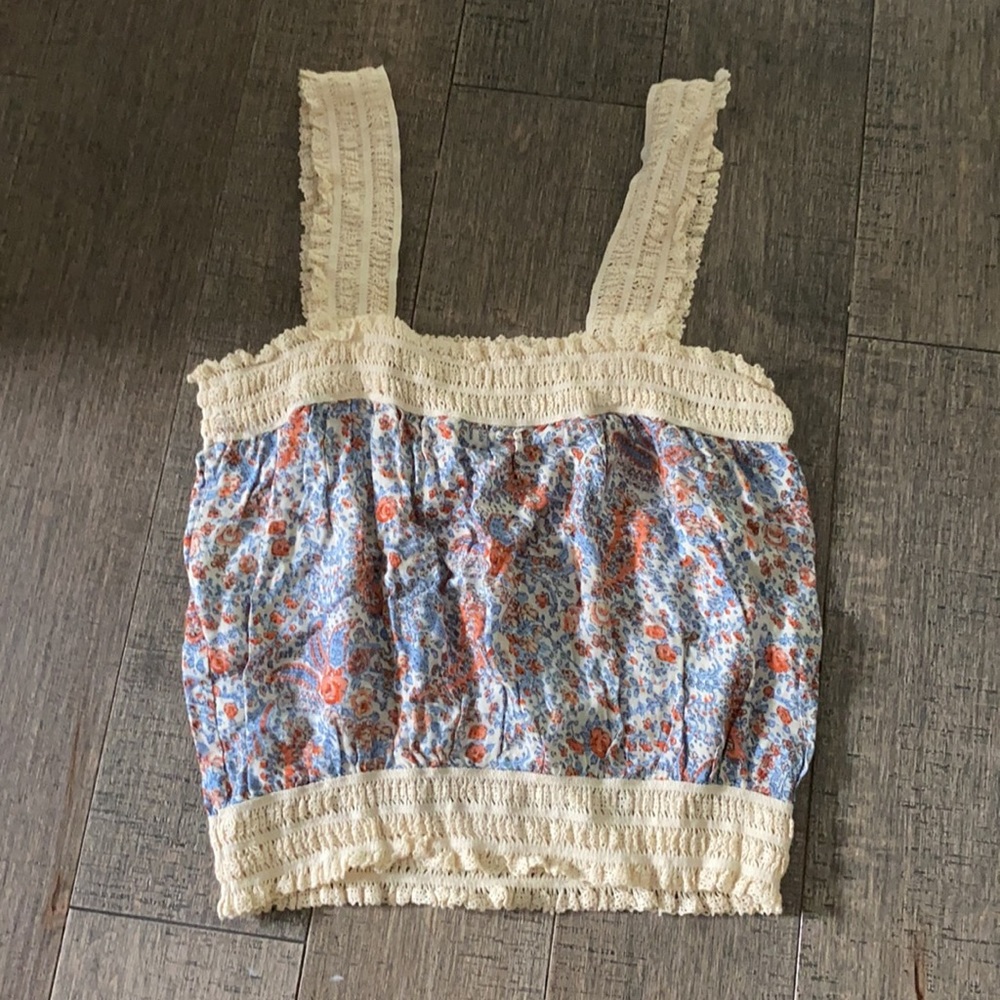 Luca couture floral croche cropped top
